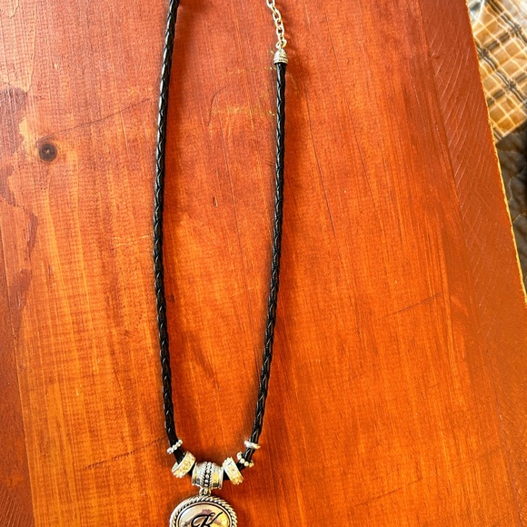 Napier leather braided cord initial necklace - Picture 6 of 6
